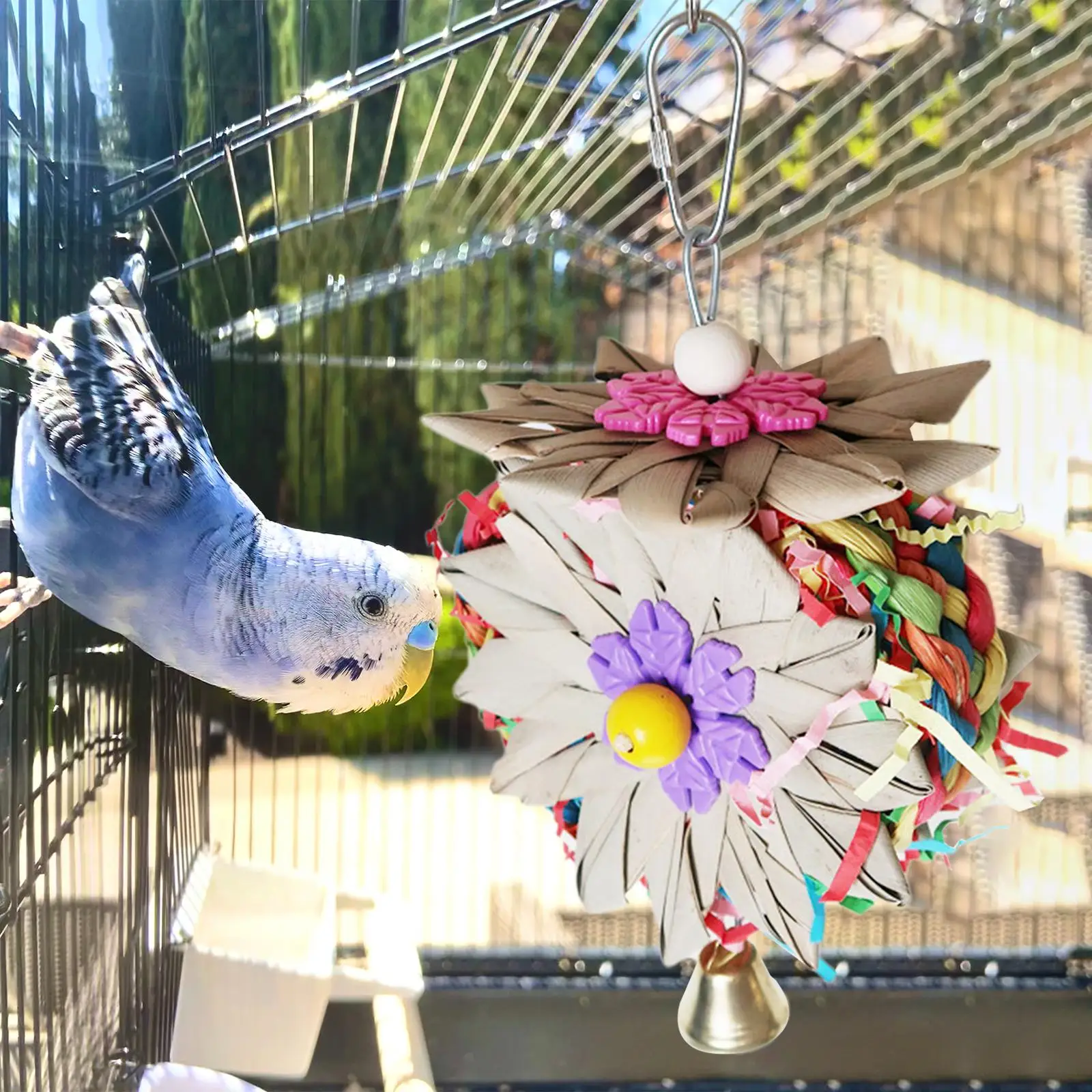 Juguete de madera colgante para loros y periquitos – Escalada y entretenimiento - imagen 5