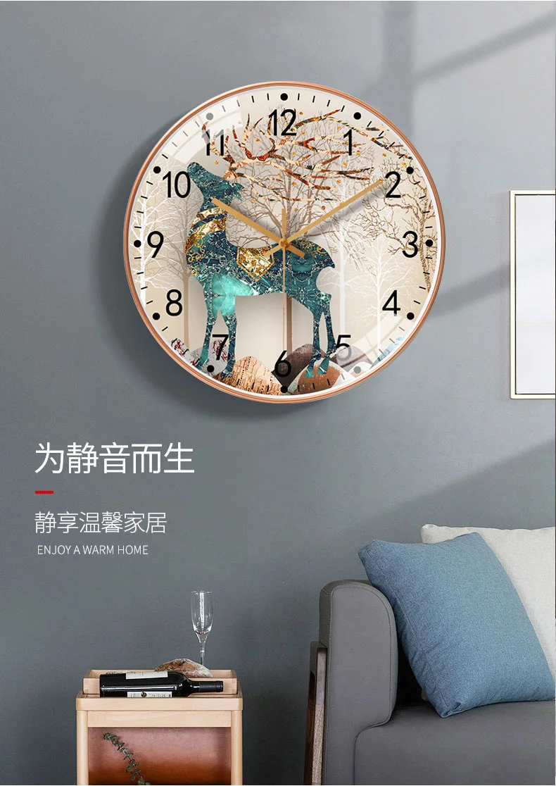 grandes horloges urales pour décor de salon décoration dorée horloge urale silencieuse à piles sans tic