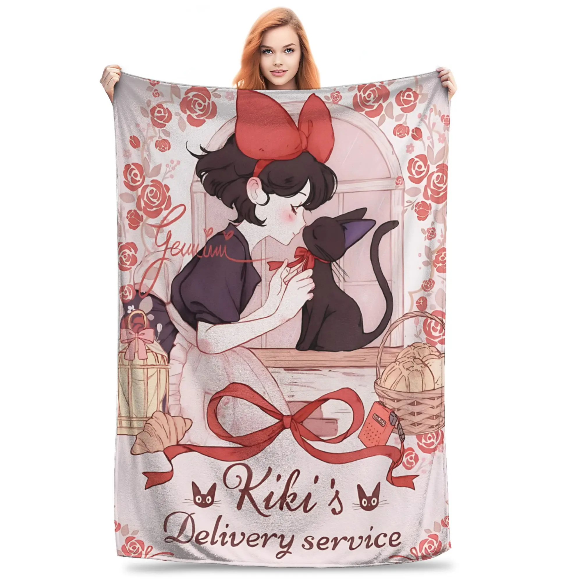 1PC home Cutecore Room Decor Anime Kiki’s Delivery Service Blanket Throw Blanket  Novelty Warm Blanket All Season