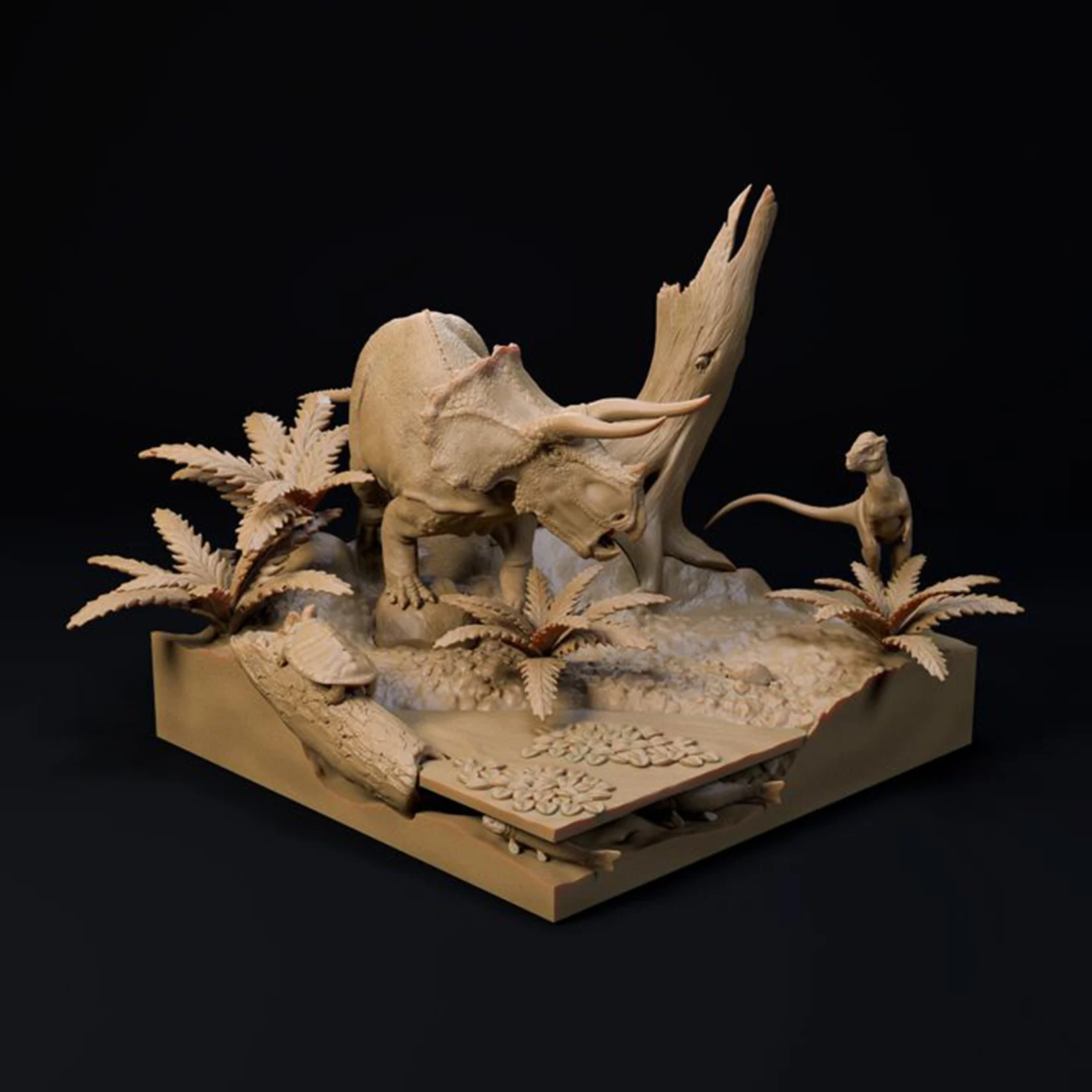 Unpainted Triceratops Model 3D Printed Prehistoric Herbivorous Dinosaur Animal Figure Collectible Decoration Birthday Gift