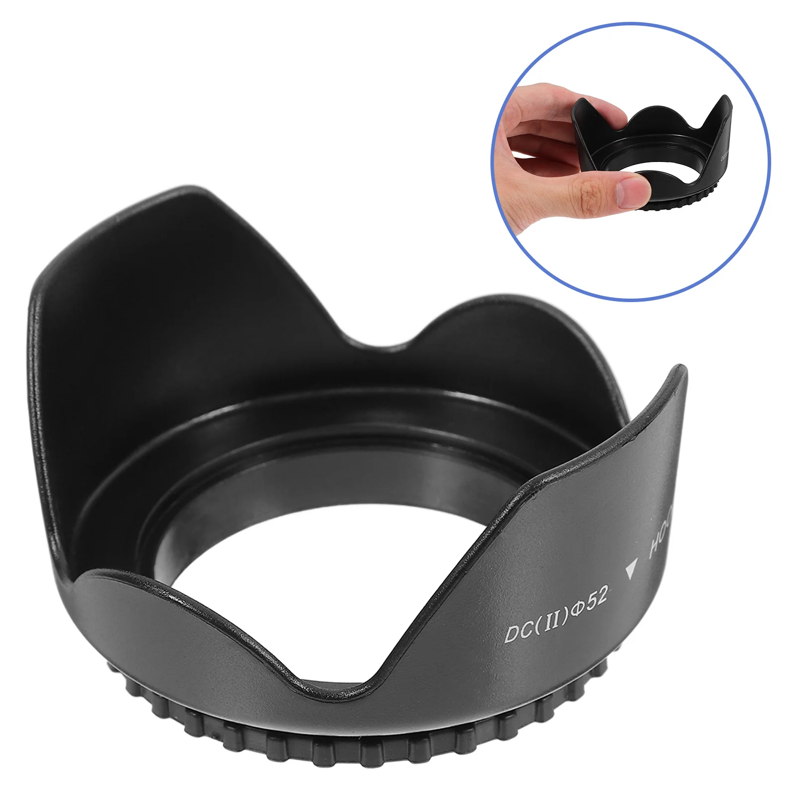 

52Mm Lens Hood For Dslr Cameras Black Durable Abs Rubber Prevent Glare Improve Color Saturation Protect Lens