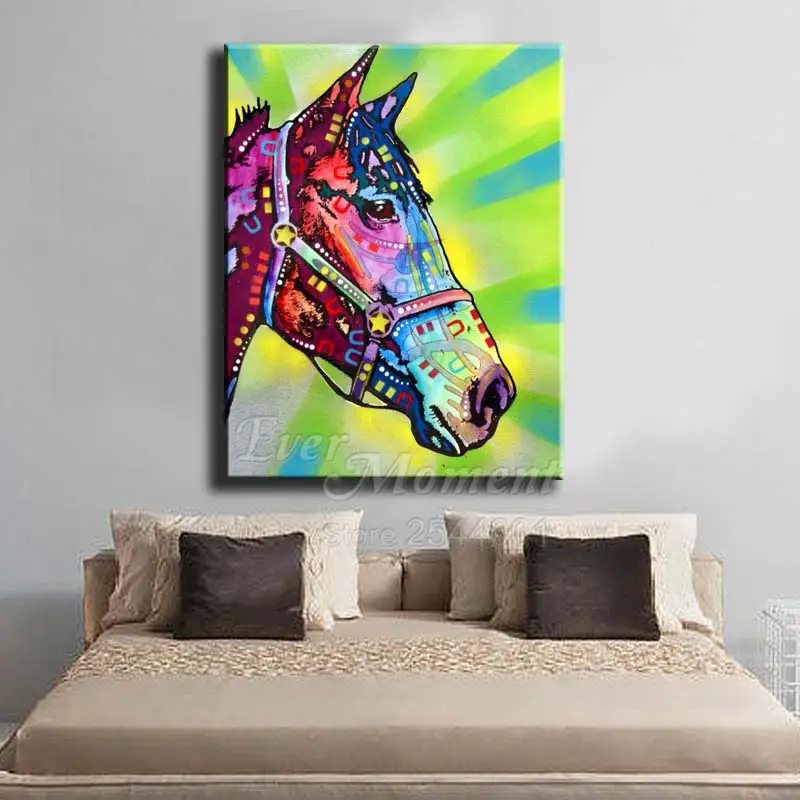 Ever Moment Diamond Painting Colorful Horse Light Needlework Artwork Hobby Picture Rhinestone 5D DIY Diamond Embroidery ASF1737