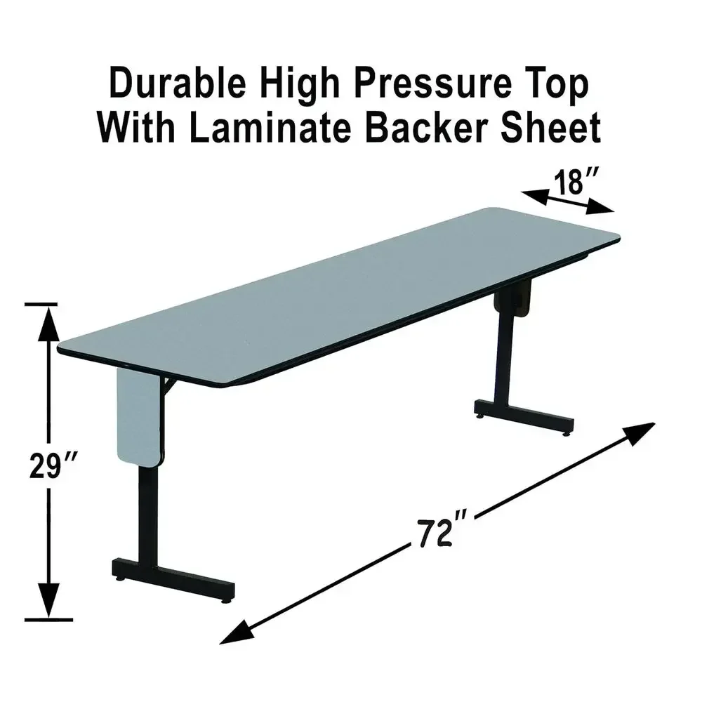 High-Pressure Laminate Seminar Table, 18x72, Seats 3, Gray Granite, with Panel Leg