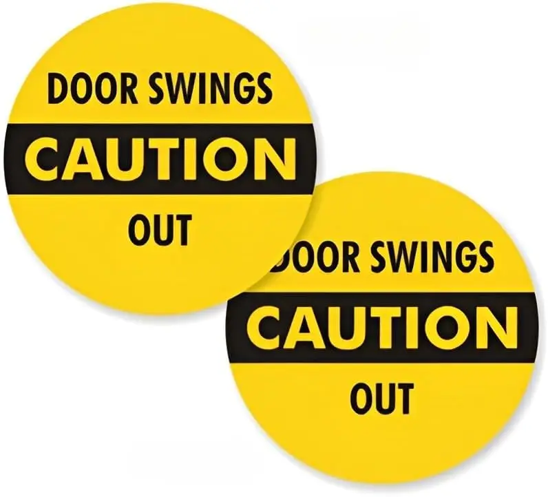 2 Pack Caution Door Swings Outward Double Sided PVC Sticker For Doors And Entrance Windows Safety Notice Decal