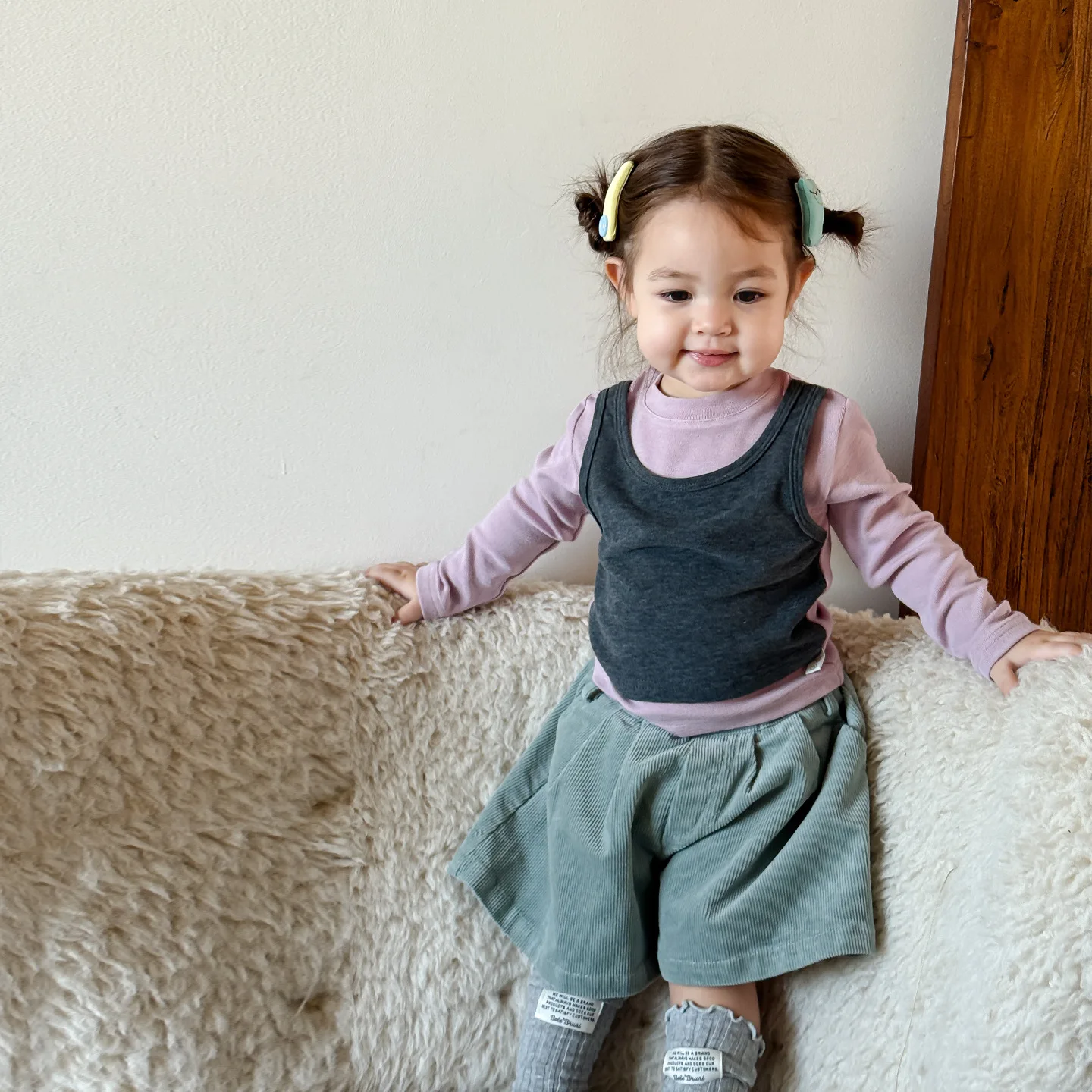 Girls Long-sleeved T-shirt Autumn Clothing 2025 New Foreign Style Two Pieces Children's Baby Girl Early Autumn Top