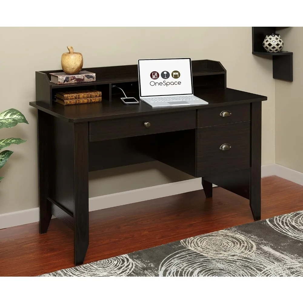 Eleanor Executive Desk Wood Grain, Espresso