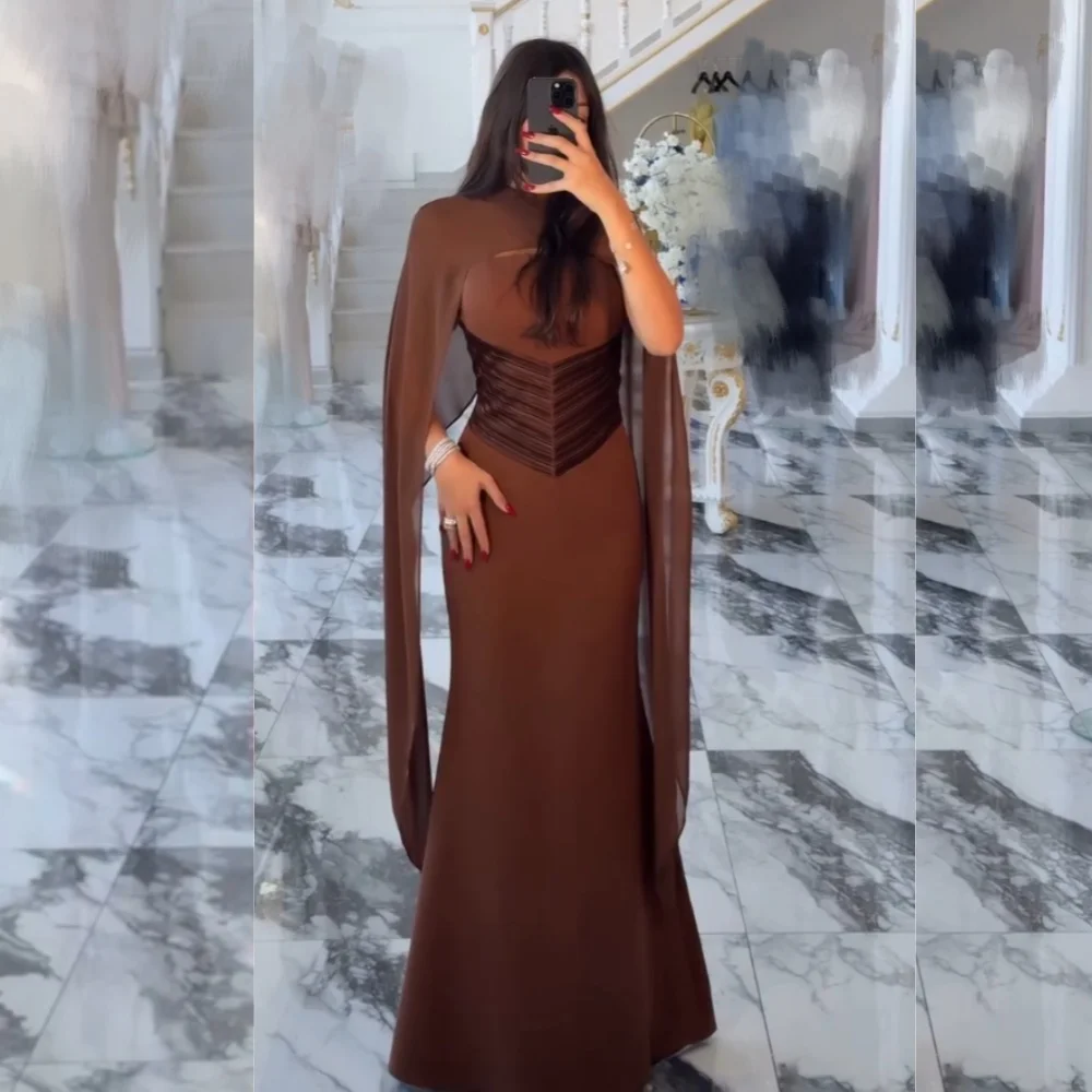 カスタマイズされたジャージプリーツシンプルレトロマーメイドロングドレスオーダーメイドの機会の女性のイブニングドレスエレガントなパーティー