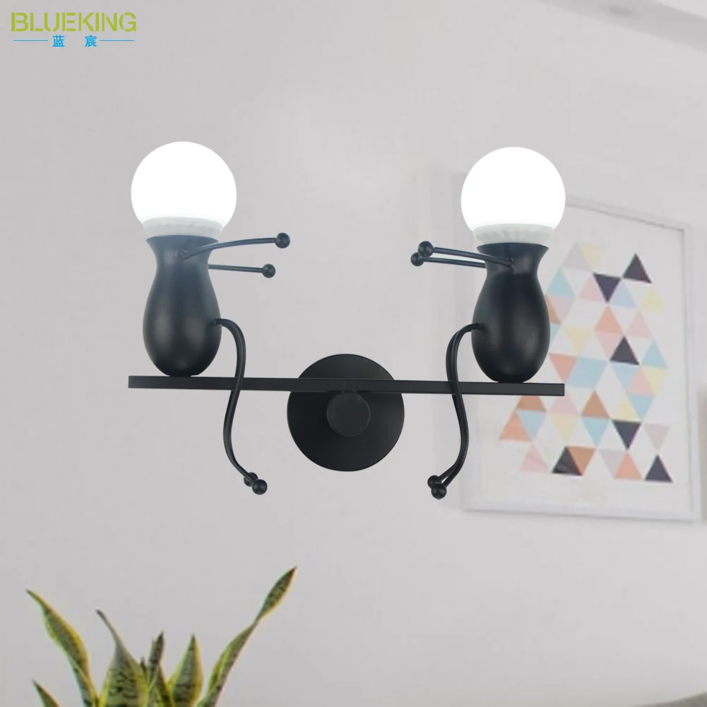 Humanoide kreative Wandleuchte, modern, einfach, kleiner Mann, Nachttischlampe, Wandleuchte, Innendekoration, hängende Beleuchtung für Kinder, Schlafzimmer, LED