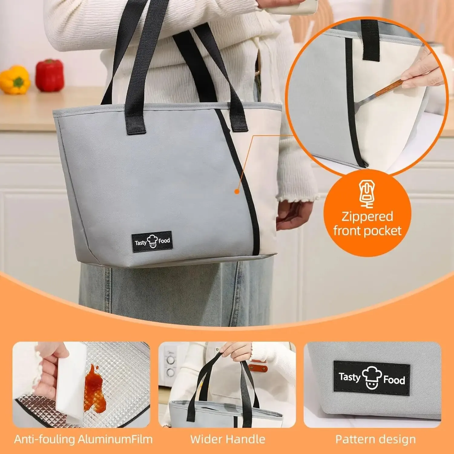 1pc Insulated Lunch Bag, Aluminum Foil Lunch Bag, Insulated Bento Bag, Meal Bag, Ice Bag, Portable Lunch Box Tote Bag