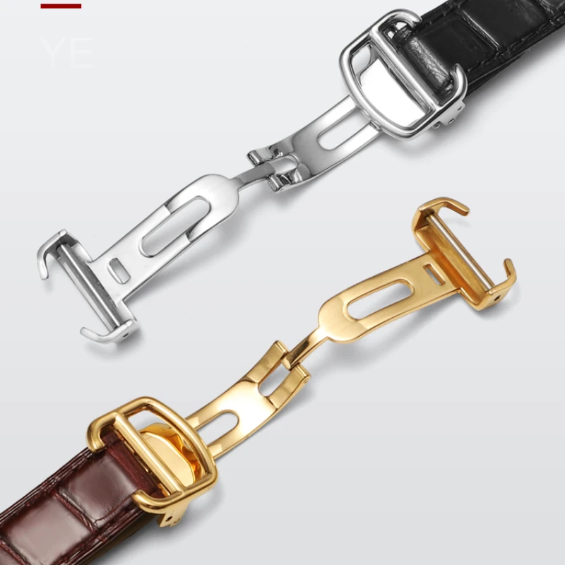 حساسة مختارة قسط جلد البقر للماء تنفس حزام الساعات لكارتييه بالون بلو أثار واجهة للطي مشبك حزام