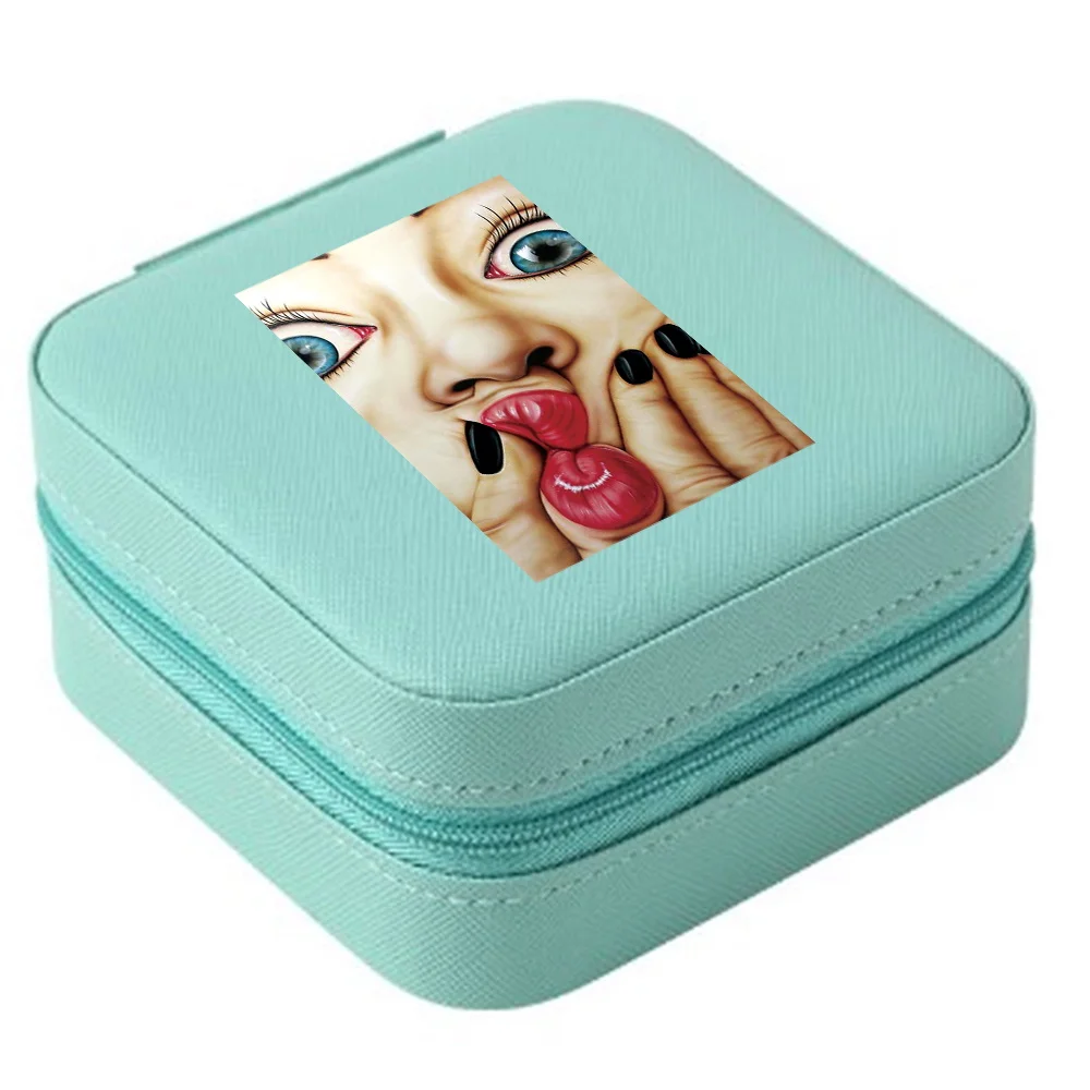 Portable Jewelry Box Jewelry Organizer Display Travel Jewelry Case Funny Pattern Boxes Leather Storage Earring Necklace Jewelers