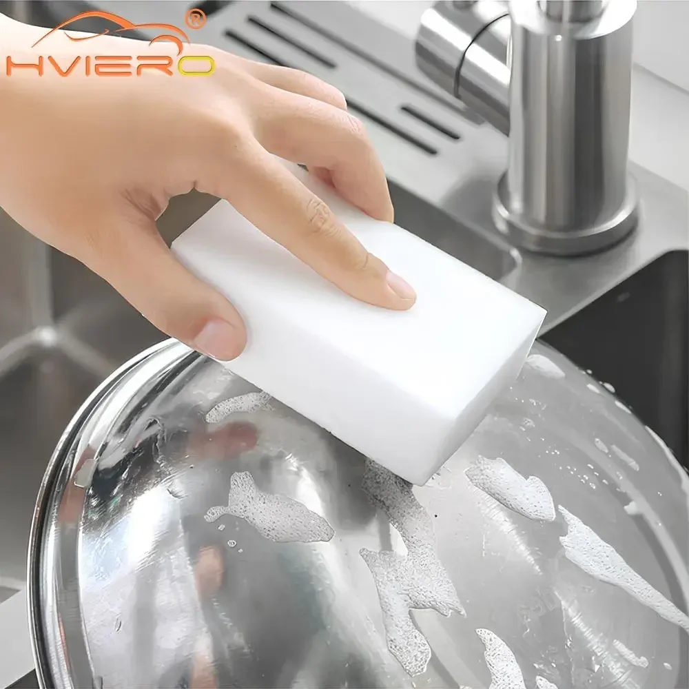 White Sponge Brush Rubber Melamine Cleaner Multi-purpose Interior Maintenance Kitchen Bathroom Cleaning Wipe Oil Stain Wash Tool