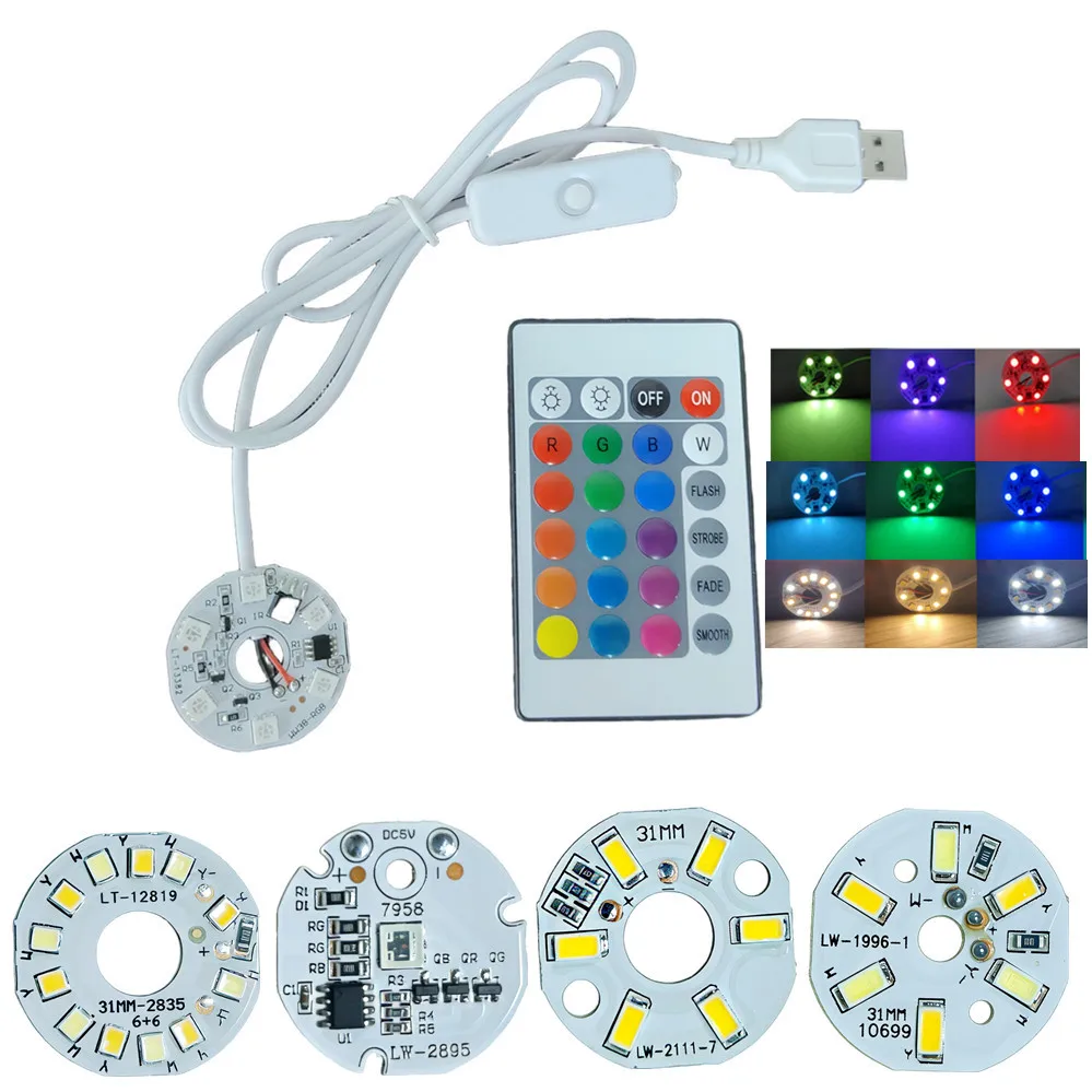 RGB Warm White Color 5V USB LED Lights 2835 Chip Single Dimmer Reading Night Desk Book Tablet Reading Lamp Switch Power Cable