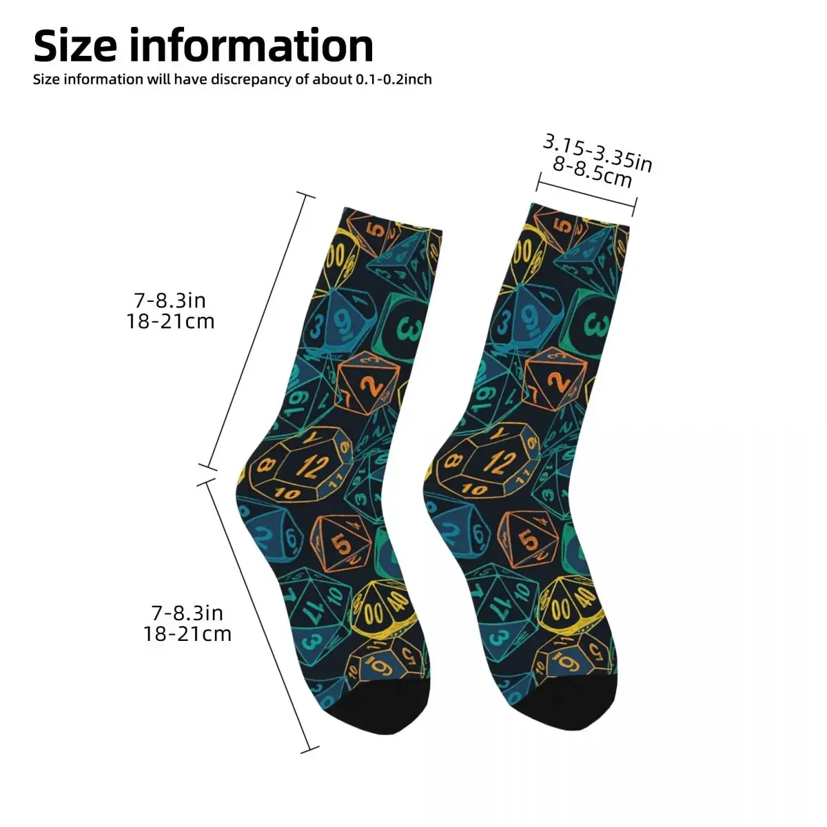 RPG Dice Teal Cluster Socks Harajuku Sweat Absorbing Stockings All Season Long Socks Accessories for Unisex Gifts