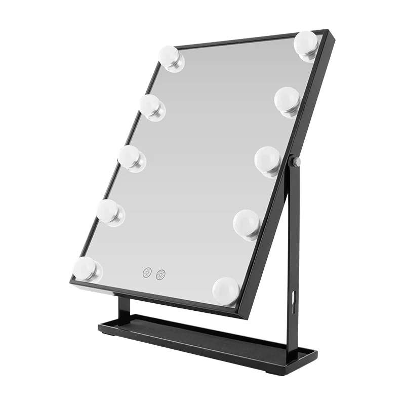 LED 테이블 메이크업 거울, 터치 컨트롤 디밍이 가능한 전구, 3가지 조명 색상 무단계 조광, 눈부심 방지용 반투명 커버