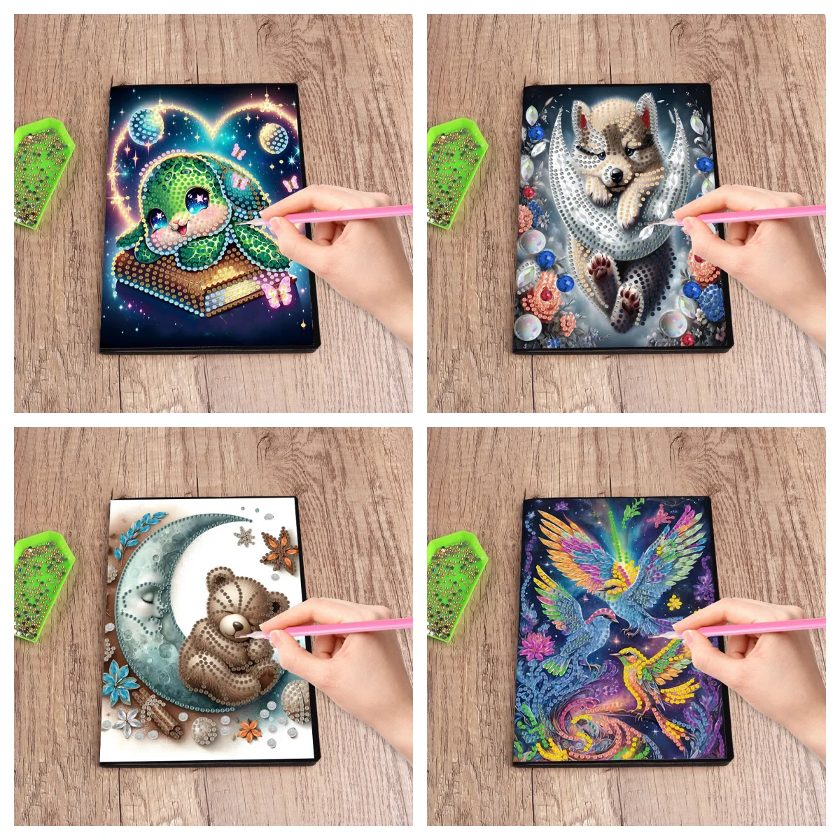 1 Set DIY Tier-Diamantmalerei-Set, PU-Leder Kristall-Strass Notizbuch, Ein Einzigartiges Geschenk für Freunde