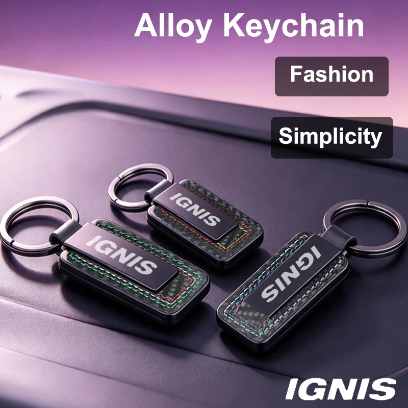 Simple Fashion Keychains Metal Carbon Fiber Leather Keyring for Suzuki IGNIS Logo 2026 Men's Women's Key Ring Chain Accessories