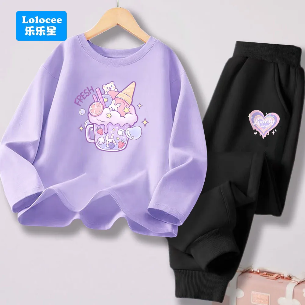 Baby Mädchen Frühling Herbst Outfit Kinder Langarm Frische Getränk T-shirt Und Hosen 2 stücke Sets Kleines Mädchen Mode Trainingsanzug YLXX1