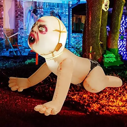 4 FT Halloween Zombie Baby Inflatable Outdoor Decorations Built-in LEDs Scary Yard Blow Indoor Garden Party Decor Parties