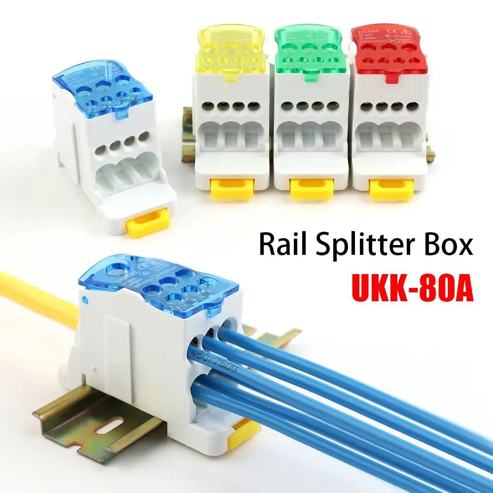 1Pcs Durable High-Current UKK-80A Splitter Box One In Several Out Single-Stage Wire Connector Rail Junction Din Terminal Block