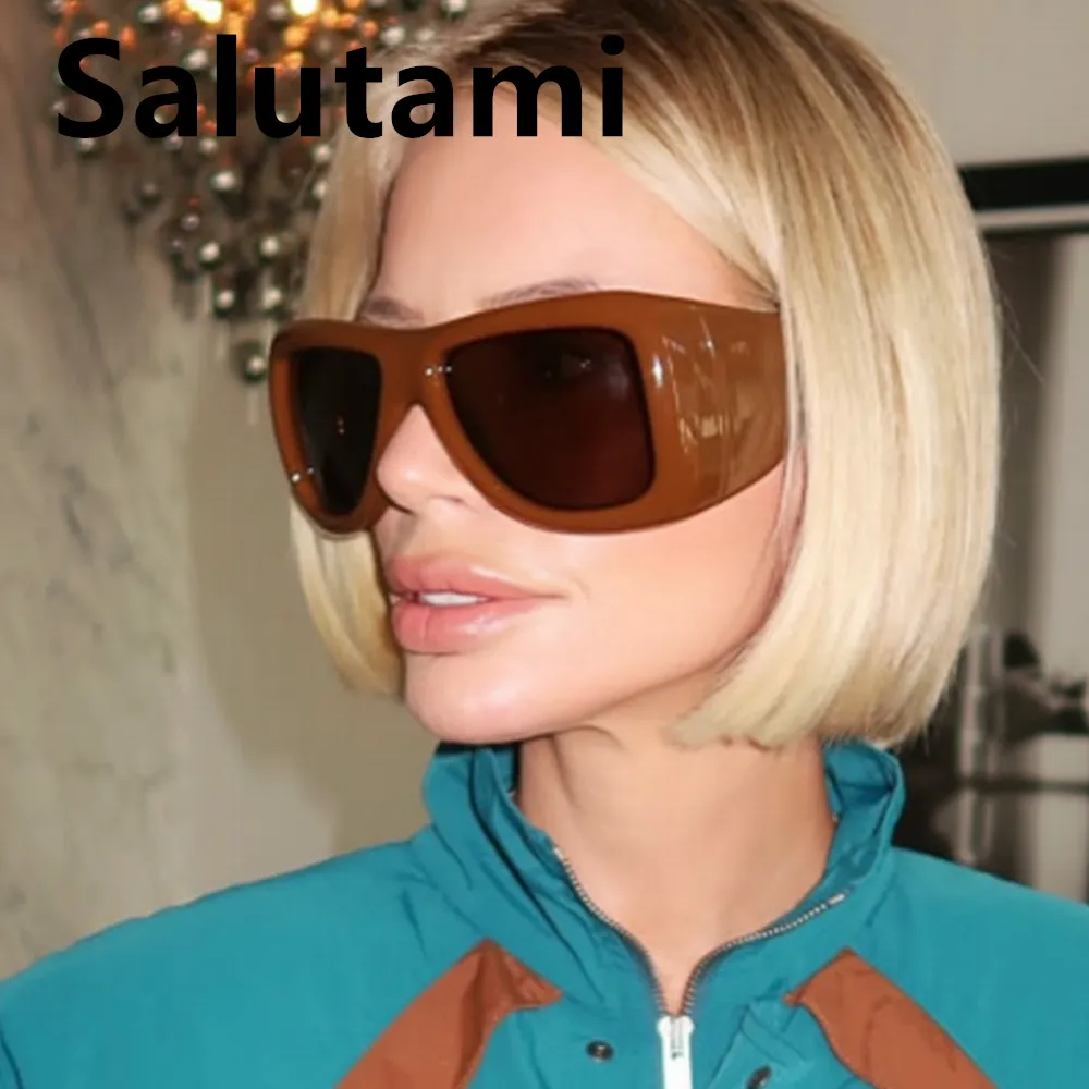 Vintage Oversized Square Y2K Sunglasses for Women New Fashion Brand Black Brown Gradient Sun Glasses Ladies Sexy Driving Shades