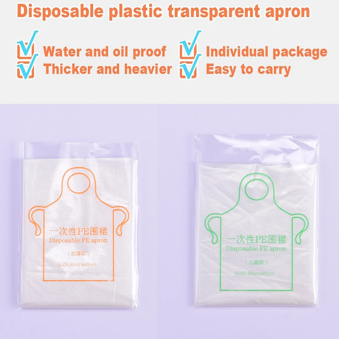 100pcs Disposable Apron Anti Pollution Apron Cleaning Transparent Apron Easy Use Kitchen Aprons Kitchen Cooking Aprons