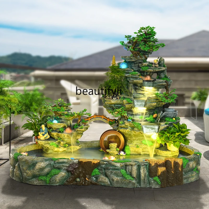 Large Artificial Mountain and Fountain Fish Tank Fish Pond Bonsai Garden Courtyard Opened Hotel Ornaments