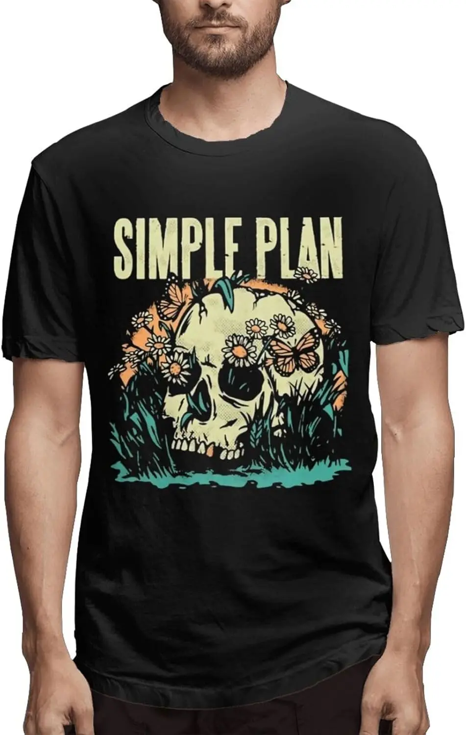 T Shirt Man's Classic Cotton Tee Fashion Round Neck Short Sleeve Top Black