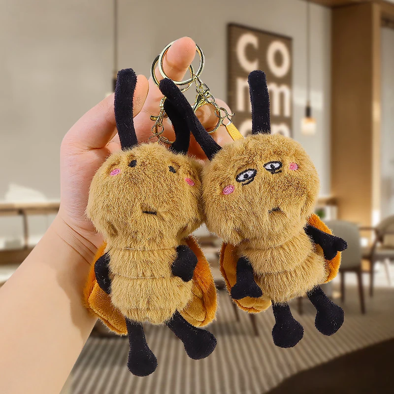 

1PC Creative Cockroach Plush Toy Cartoon Stuffed Xiaoqiang Doll Keychain Bag Pendant Car Key Holder For Birthday Present Gift