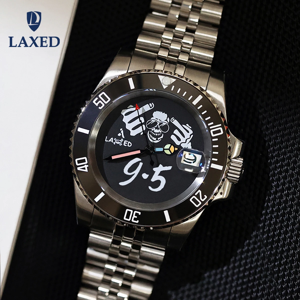 LAXED New 40mm Automatic Mechanical Watch Men's Custom Pattern Stainless Steel Watch NH35 Sapphire Glass Waterproof  Watches