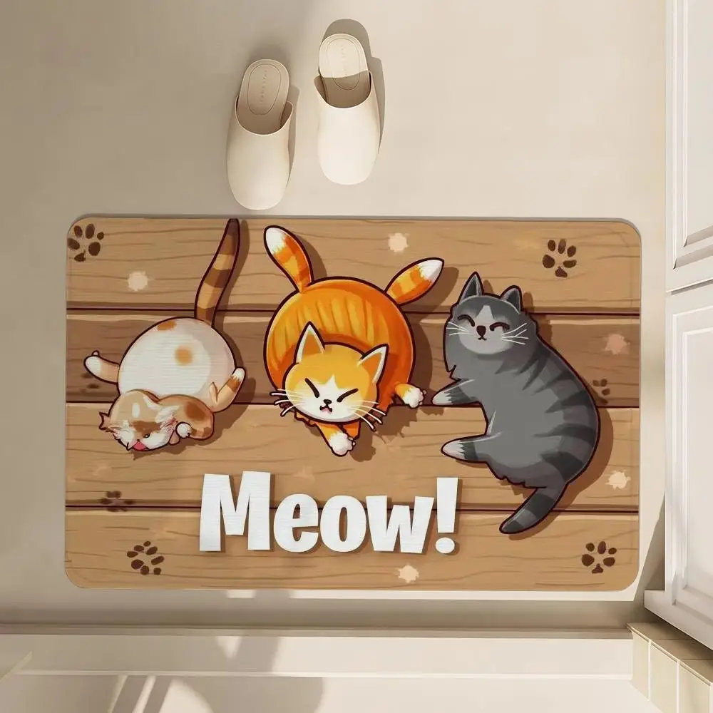 

Meow Cat Floor Mat Soft Diatom Bathroom Absorbent Floor Mat, Toilet Of The Bathroom, Household Floor Mat, Door Mat Carpet
