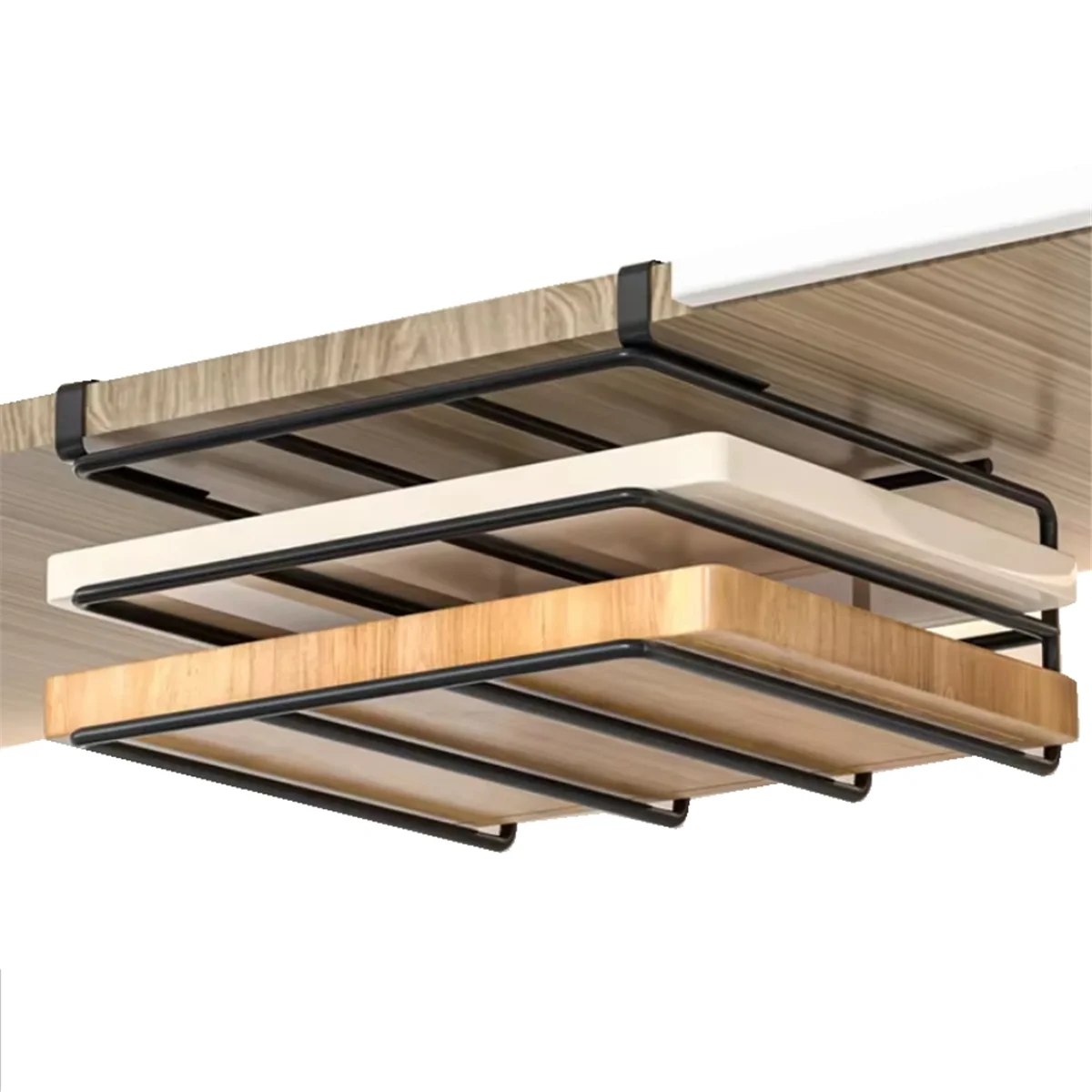 

HHTL Kitchen Non-Punch Storage Rack Multi-Function Cutting Board Storage Rack Cabinet Hanging Under-Cabinet Rack A