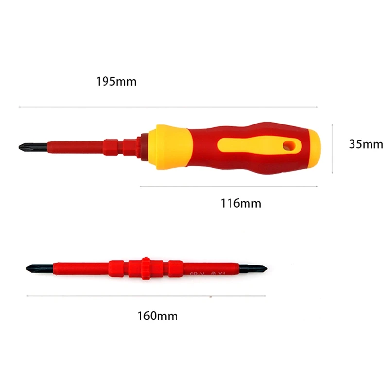 VDE ชุดไขควงหุ้มฉนวนพร้อมปากกาทดสอบสีแดง & สีดำโครเมี่ยมเหล็กวาเนเดียมอุปกรณ์ทำมือช่างไฟฟ้า