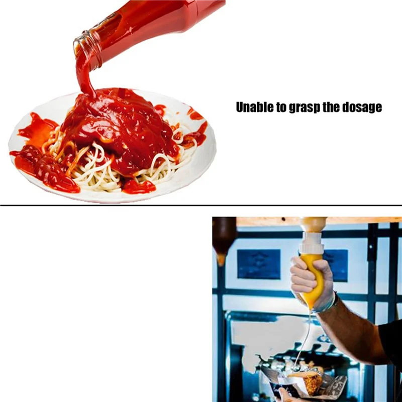 

2X Salad Dressing Squeeze Bottle Hanging Sauce Dispenser Large Diameter Sauce Squeeze Bottle Kitchen Utensils-A68E