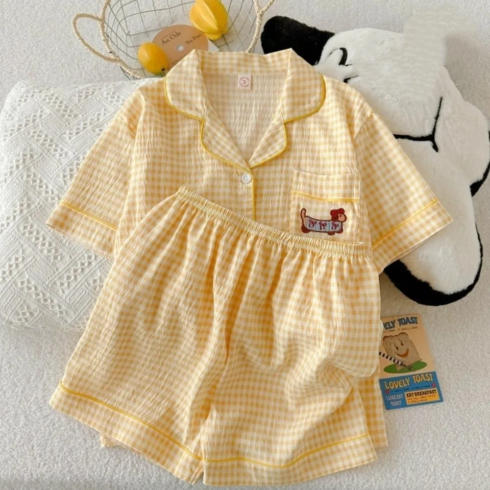 

Милый пижамный комплект с короткими рукавами и героями мультфильмов, женская одежда для сна с собакой, кошкой и котенком, повседневные шорты, женская ночная рубашка с животными, щенками и котом