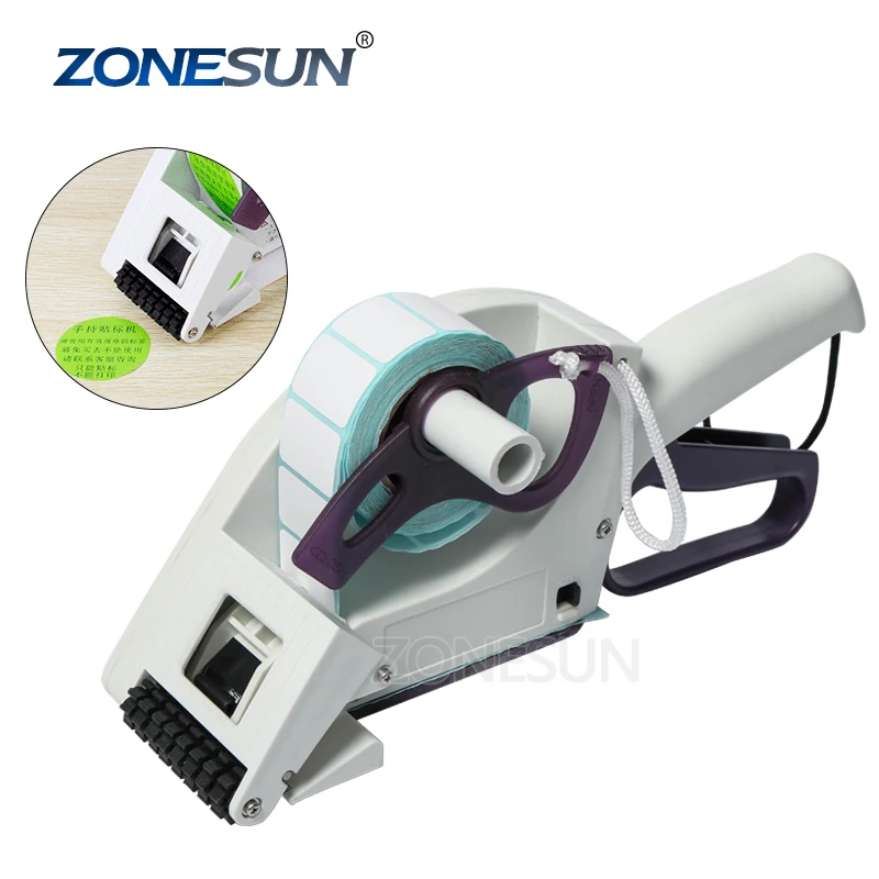 ZONESUN Manual Round Bottle Adhesive Sticker Manual Packing Labeling Machine Handheld Price Tag Labeller Flat Labeller