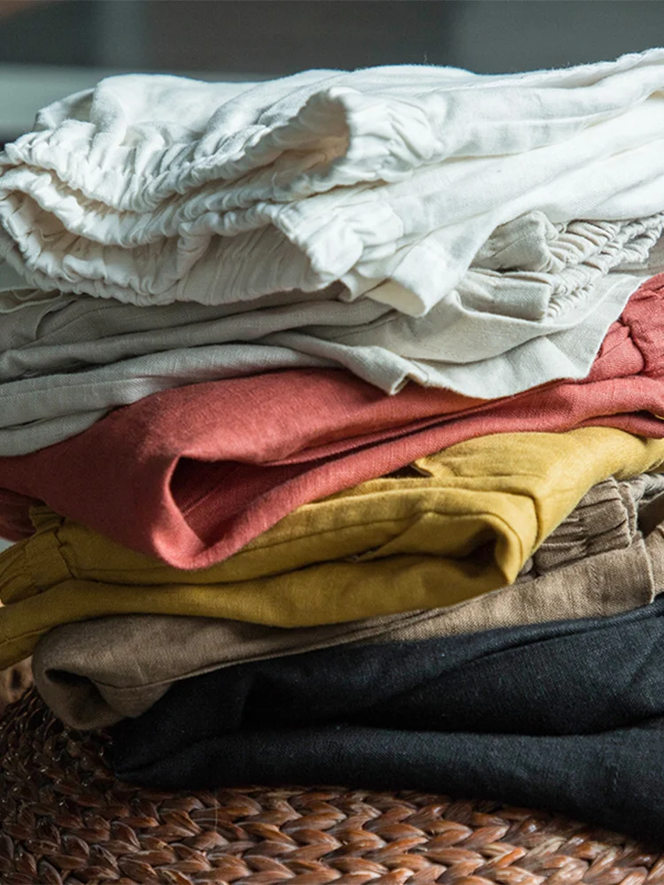 カジュアルなコットンリネンワイドレッグパンツスカートハイウエストort orts女性用アーティスティック通勤ファション薄手素材夏...