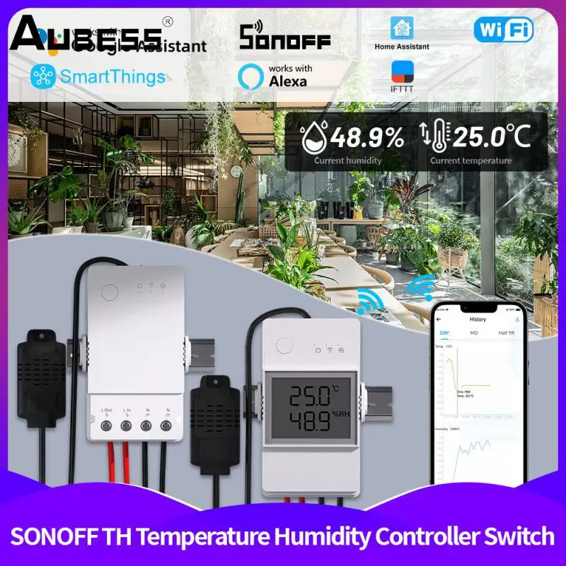 

НОВЫЙ SONOFF TH Elite Origin Wi-Fi монитор температуры и влажности контроллер переключатель с датчиком THS01/WTS01 Diy умный термостатический