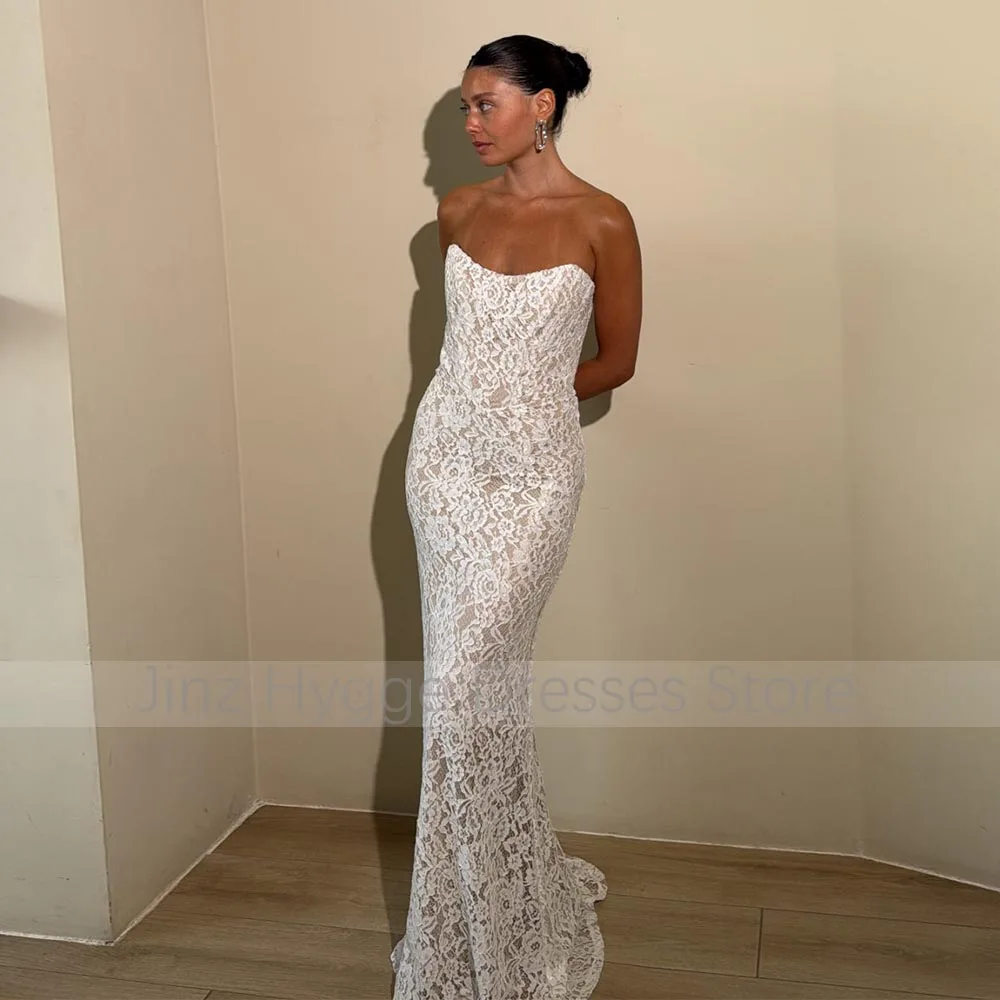 Abito da sera in pizzo a sirena con scollo a V senza maniche eleganti abiti da festa formali per le donne 2025