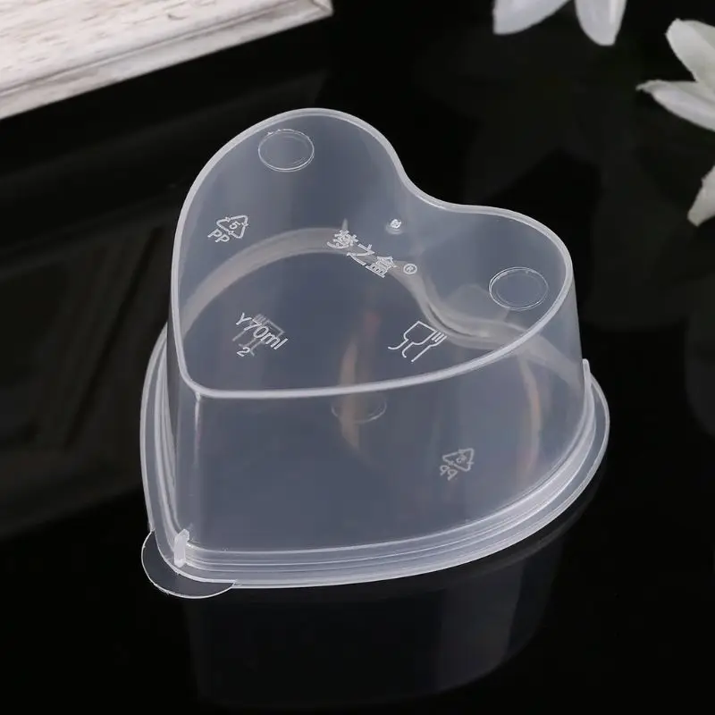 10Pcs Disposable Cups Set Of 70ml Heart Shaped Sauce Pot Container Wi