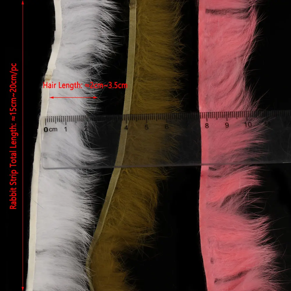 Bimoo 2pcs Cross Cut Rabbit Fur Strip Hare Hair Zonker Strips Fly Tying Material Streamers Steelhead Jigs Coho Twitching Jigs
