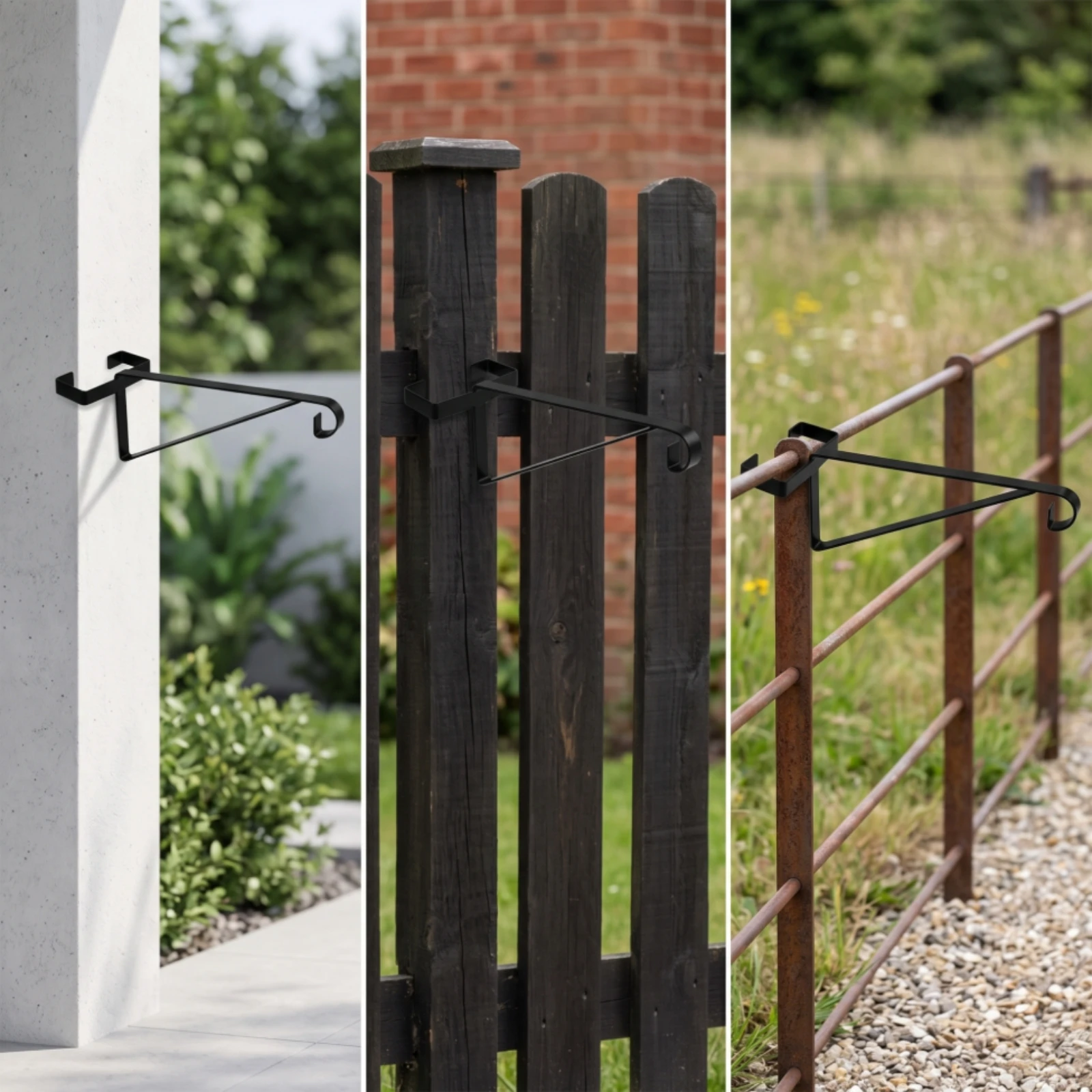 4 Pieces Hanging Basket Bracket Easy to Install Fence Post Hanger Hanging Basket Hook Clamp-on Bracket with Hook Powder-Coated view 5