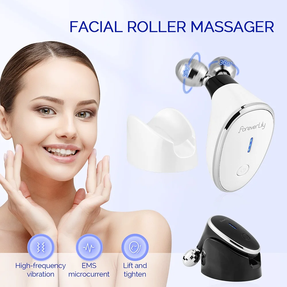 Microcurrent Facial Device EMS Vibrating Face Massage Roller Face Lifting Chin Slimmer Skin Tightening Wrinkle Removal Massager