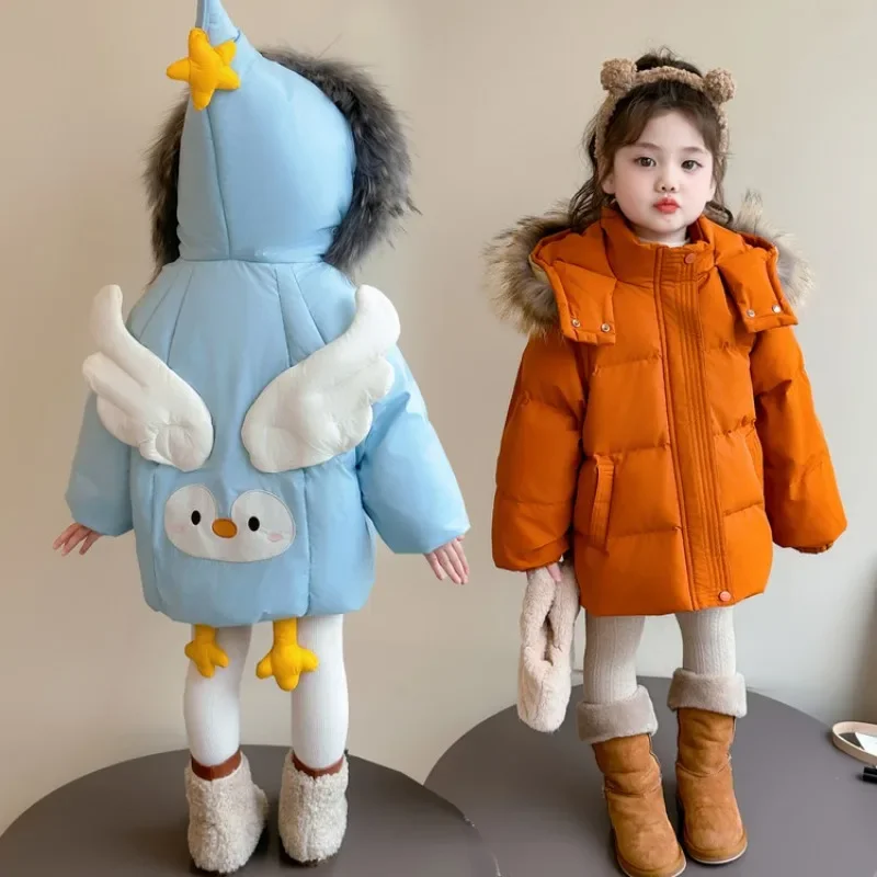 

Baby Boys Girls Thicken Hooded Zipper Down Jackets Kids Casual Cotton-padded Plush Coat Children's Winter Warm Outerwear 2025