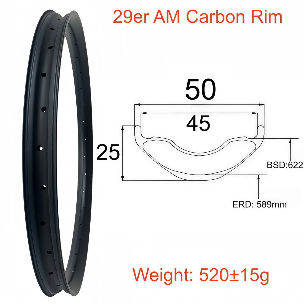

Super Wide 29er AM Carbon Rim 50mm Outer Wide 45mm Inner Wide 25mm Depth Symmetr Super Light Hookless/Tubeless MTB AM Carbon Rim