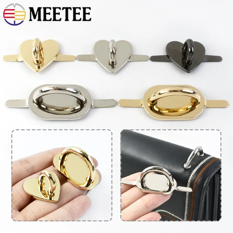 2/4/10Pcs Meetee Metal Heart D Ring Buckle Arch Bridge Connector Hook Bag Strap Side Clip Clasp Handle Decoration Clamp Hardware