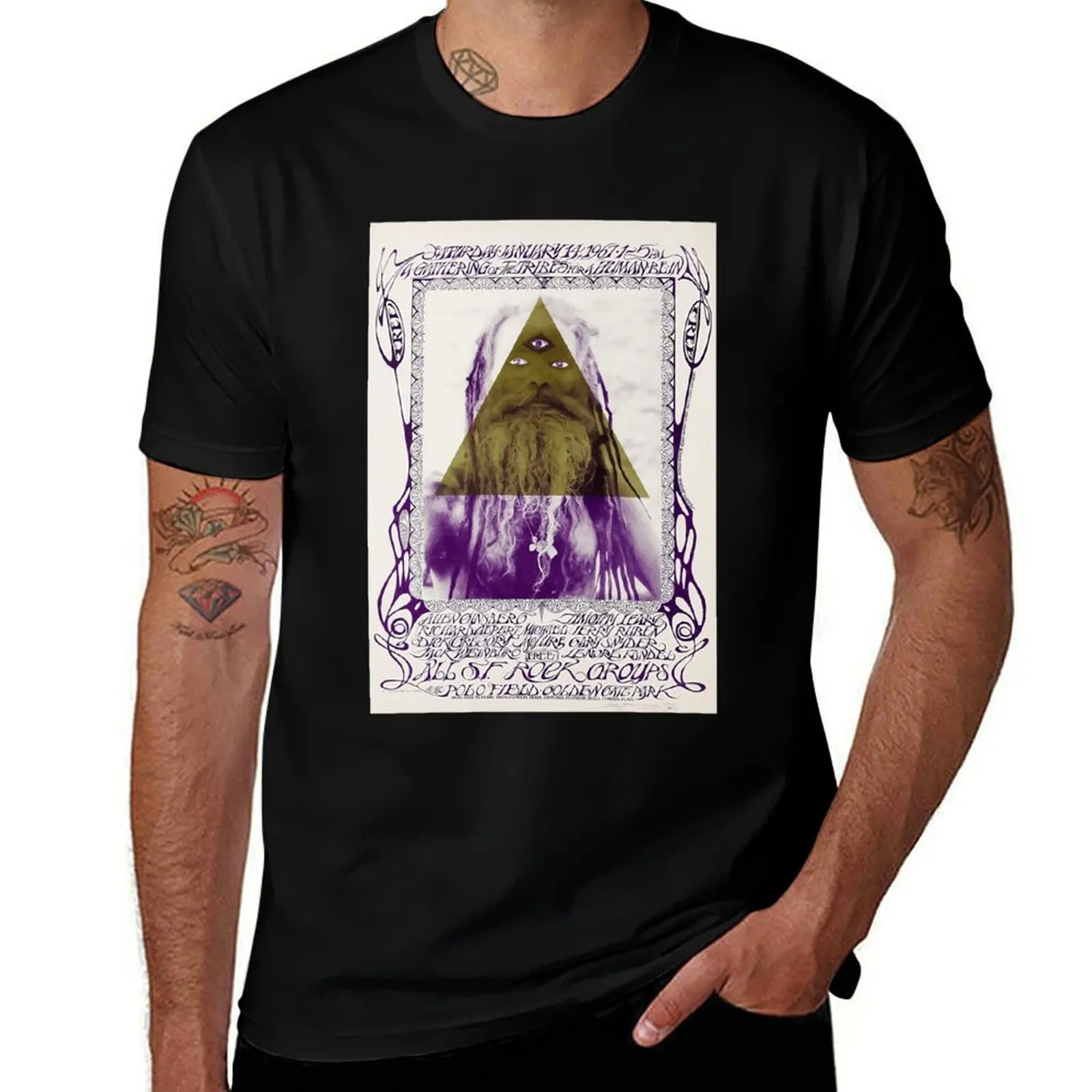 Favorite Allen Ginsberg And Timothy Leary Concert Poster Music Vintage T-Shirt Daily Work Short Sleeve Top T-Shirt