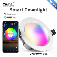 MARPOU Smart Downlight Bluetooth Mesh Indoor Lights APP/Voice Control with Alexa Google RGB LED Ceiling Lamp for Home Decoration