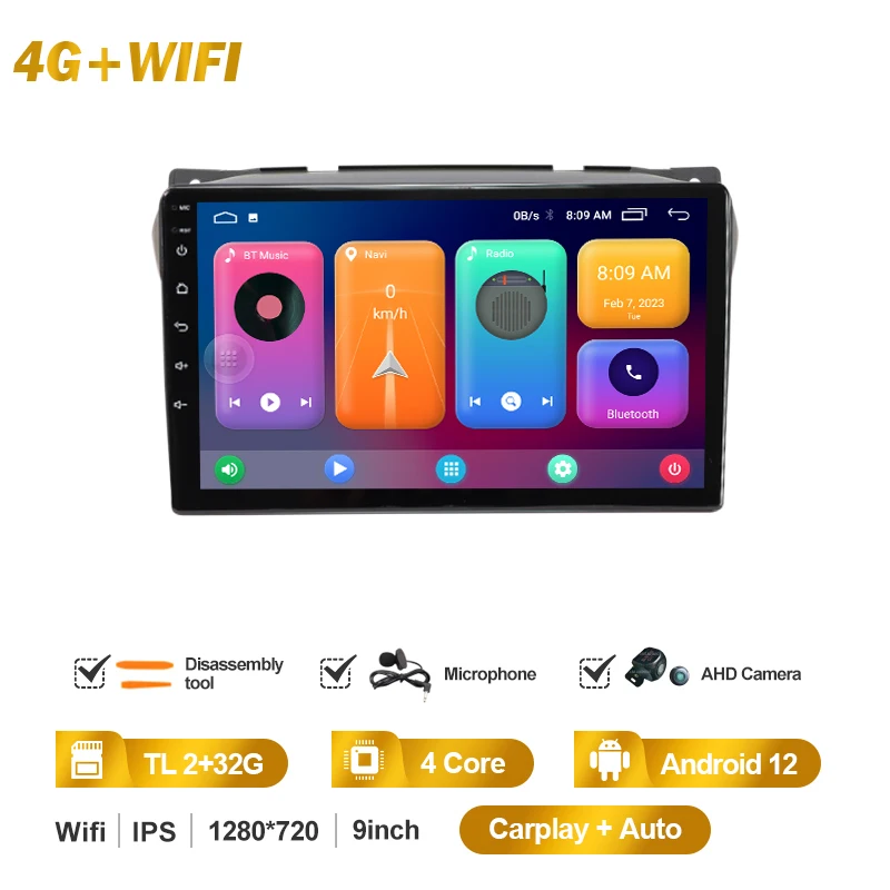 Navigatie radio Suzuki Alto 2009-2016, Android, Apple Carplay, 9 inch scherm, GPS, Wifi, Mirror link, Bluetooth Navigatie radio Suzuki Alto 2009-2016, Android, Apple Carplay, 9 inch scherm, GPS, Wifi, Mirror link, Bluetooth