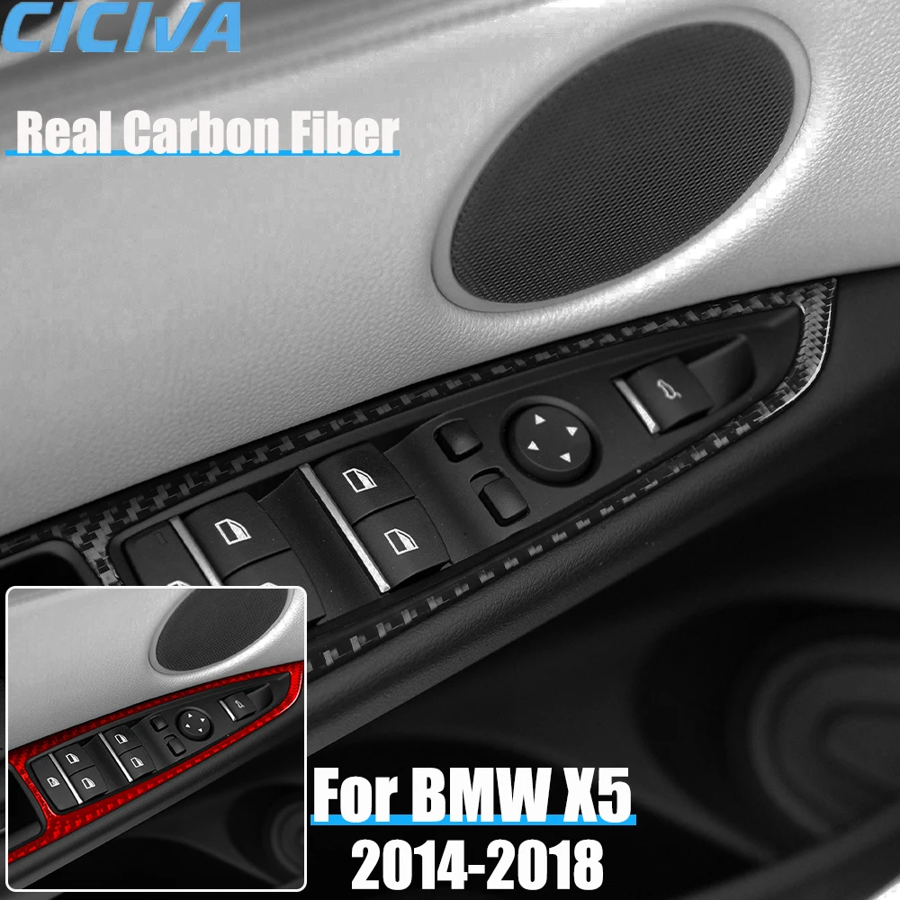 

Автомобильные аксессуары из настоящего углеродного волокна, накладка на панель подъема окна, мягкая наклейка для BMW X5 F15 2014 2015 2016 2017 2018